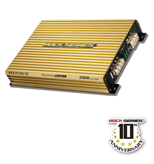 AMPLIFICADOR DE 1 CANAL CLASE D "EDICIÓN ESPECIAL DE 10° ANIVERSARIO" - RKS-P1100.1DGOLD