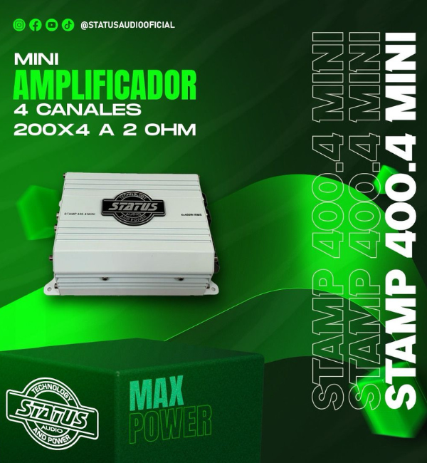 MINI AMPLIFICADOR 4 CANALES - STAMP-400.4